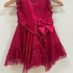 Jona Michelle Sparkling Red Dress with Bow